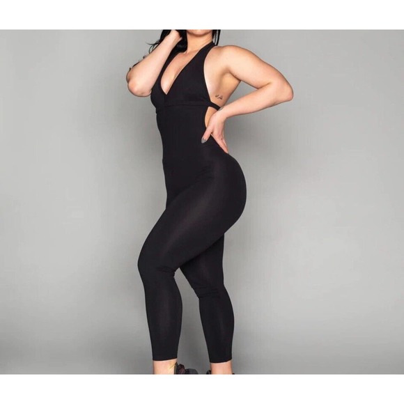 Body Brazil workout unitard halter Jumpsuit black  Definitely bootylicious. - Picture 1 of 10